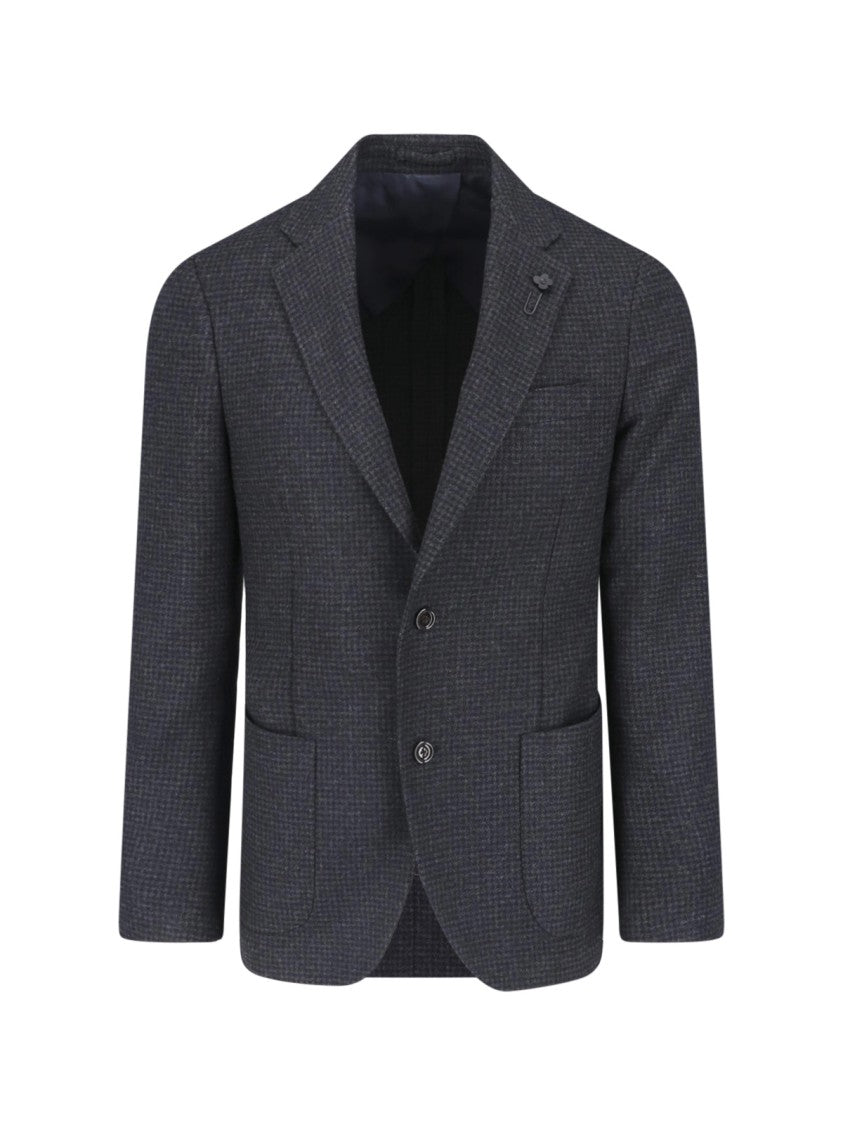 Lardini Black Cotton Single Breasted Blazer