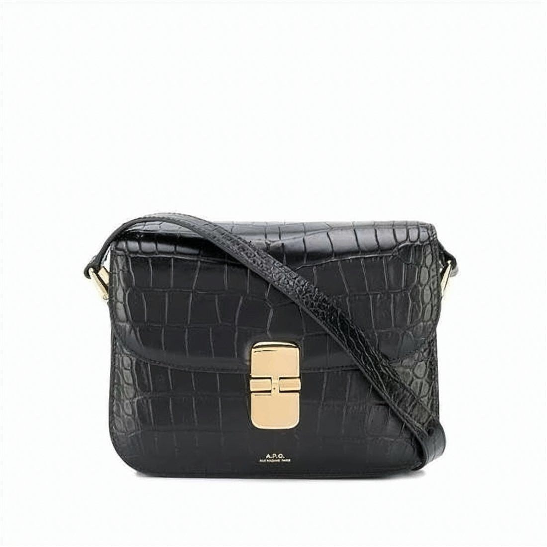 A.P.C. Structured Crocodile-Embossed Crossbody Bag