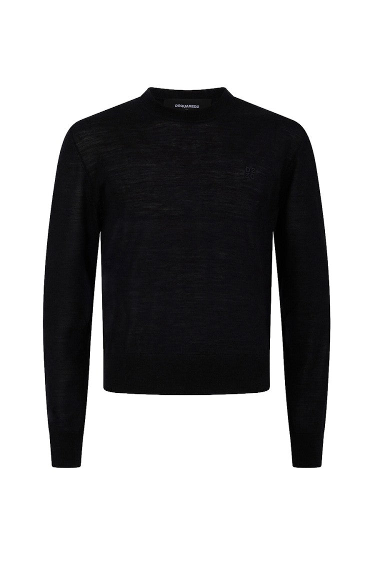 Dsquared2 Black Crewneck Tonal Logo Wool Sweater