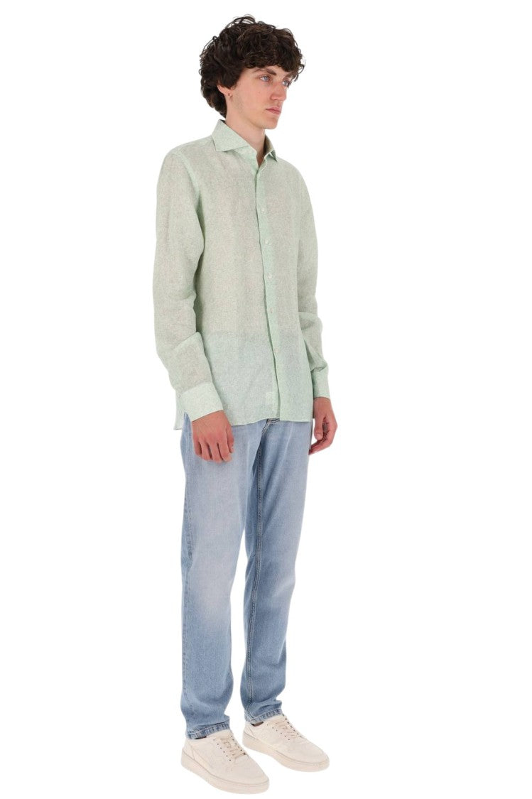 Borriello Green Melange Linen Shirt