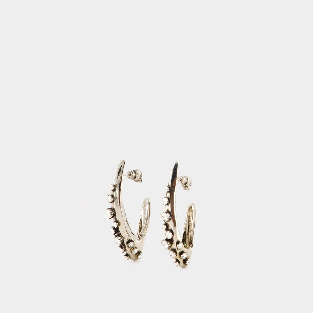 Alexander Mcqueen Pave Earrings - Silver Tone