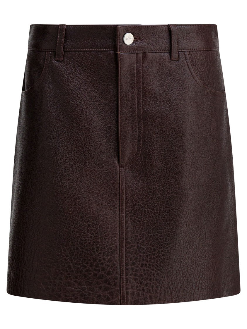 Ivy & Oak Bordeaux Leather Skirt With Fitted Silhouette