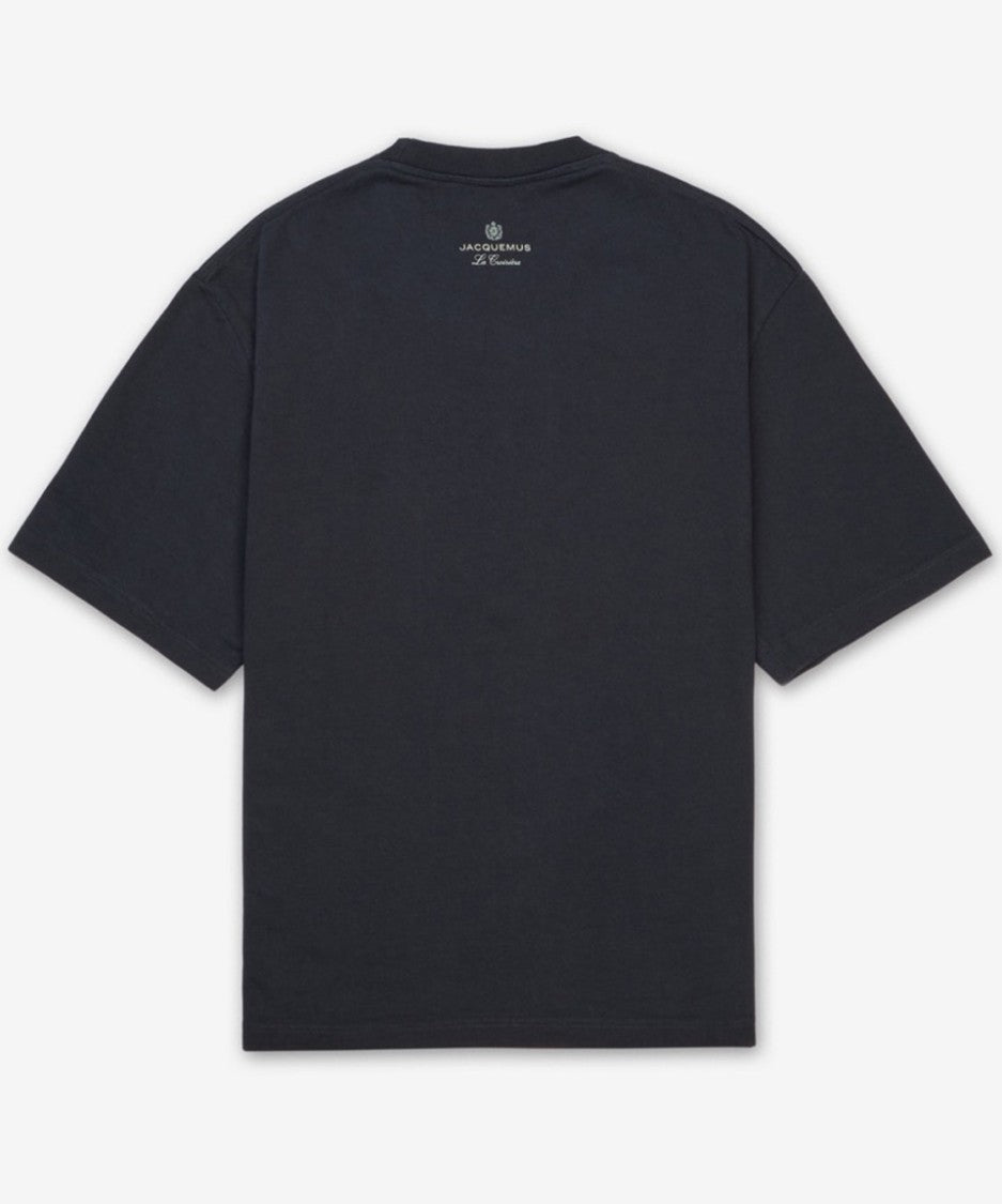 Jacquemus Short-Sleeved Black Cotton T-Shirt With Abstract Graphic Print
