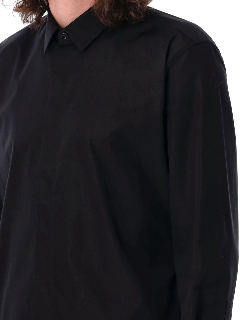 Saint Laurent Structured Black Poplin Shirt With Button-Down Collar