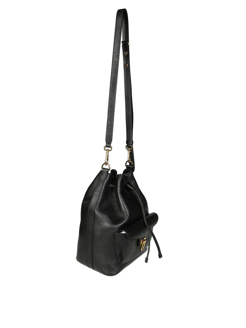 Coccinelle Minimalist Black Cowhide Leather Backpack