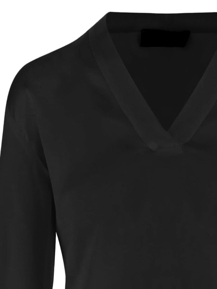 F.It V-Neck Stretch Silk Shirt With Flowing Silhouette