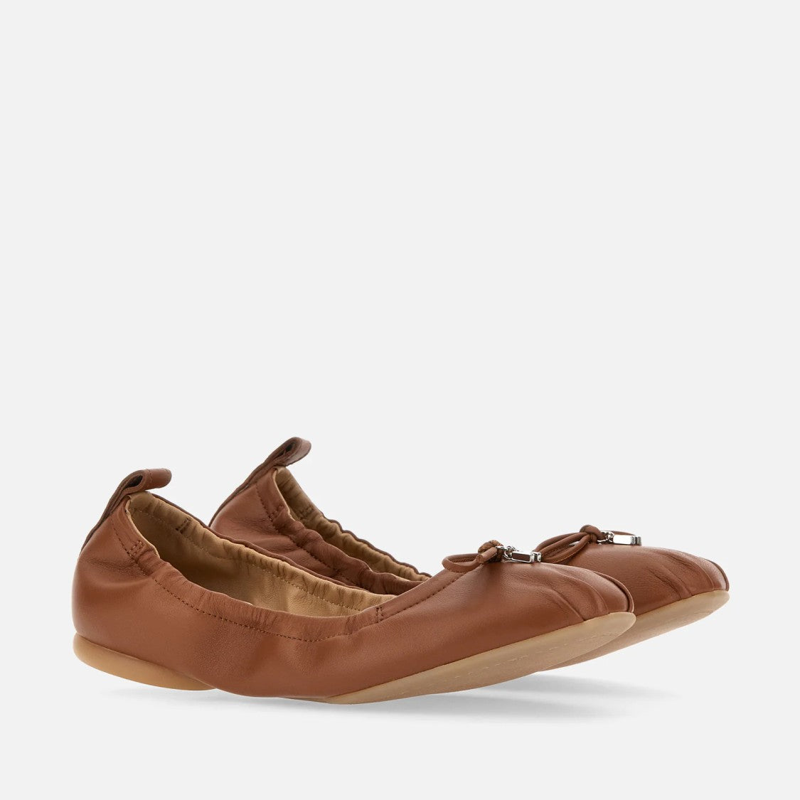 Hogan Brown Ballet Flats With Elegant Bow
