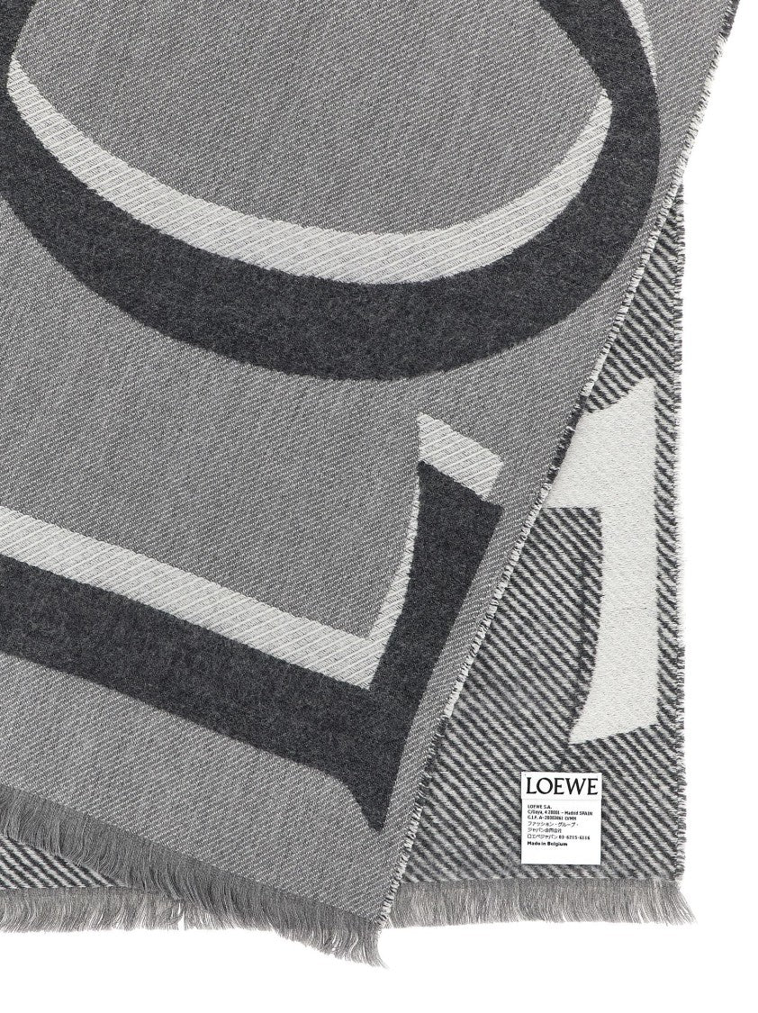 Loewe Double-Sided Wool And Cashmere Blend Scarf With Maxi Jacquard Logo