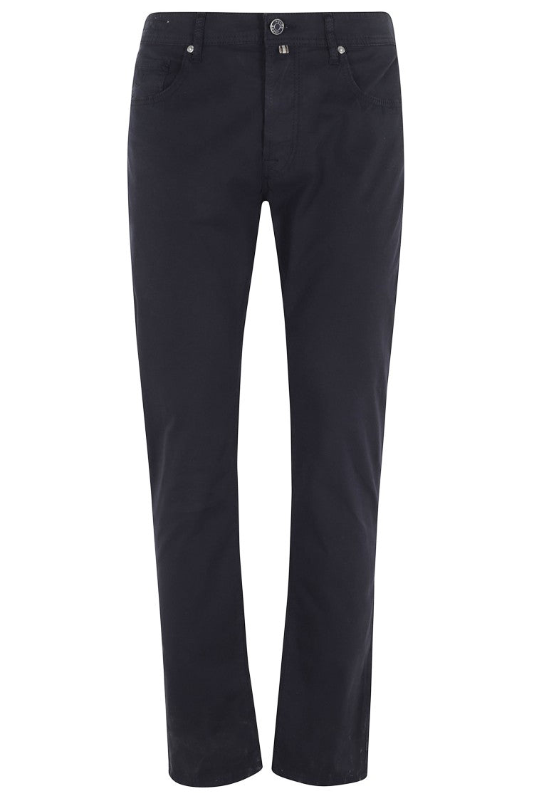 Jacob Cohen Dark Blue Slim Bard Five-Pocket Cotton-Blend Pants