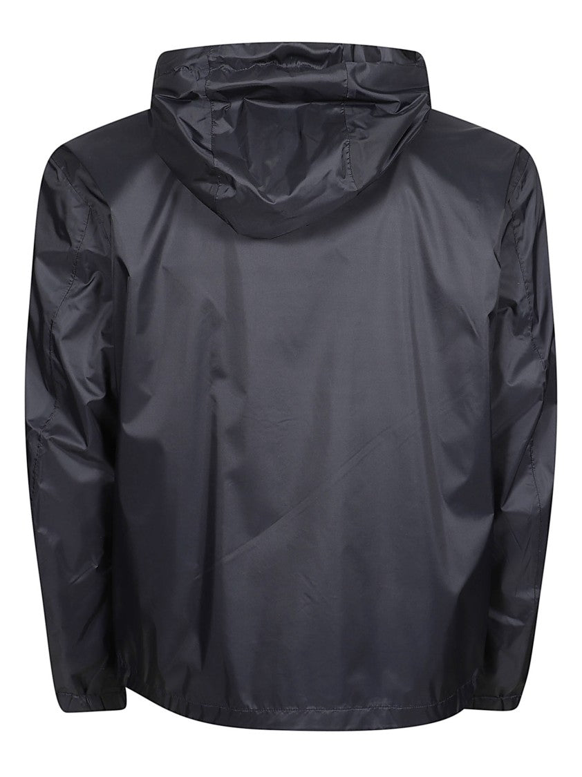 Blauer Lightweight Nylon Windbreaker With Fixed Hood And Functional Details