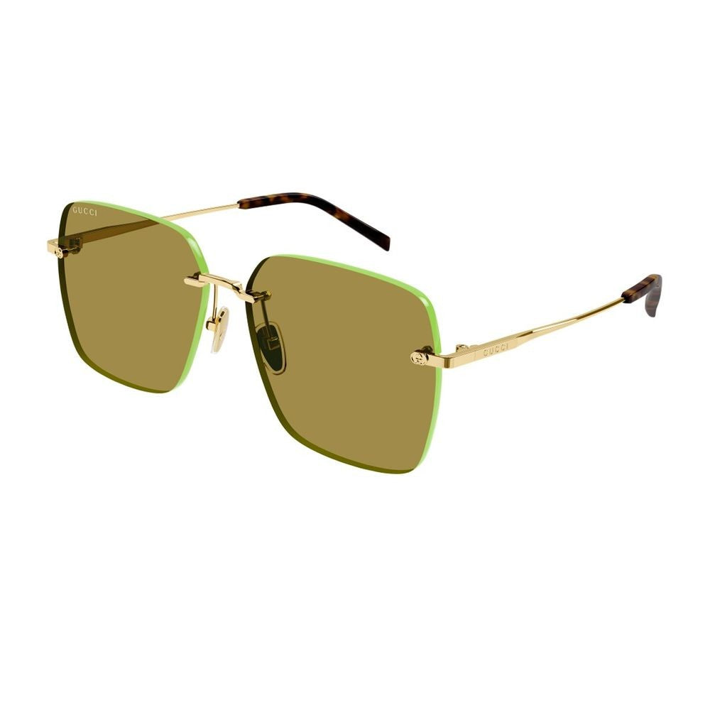 Gucci Gg1955sa Institutional Logo Line Rimless Gold-Tone Oversized Square Sunglasses