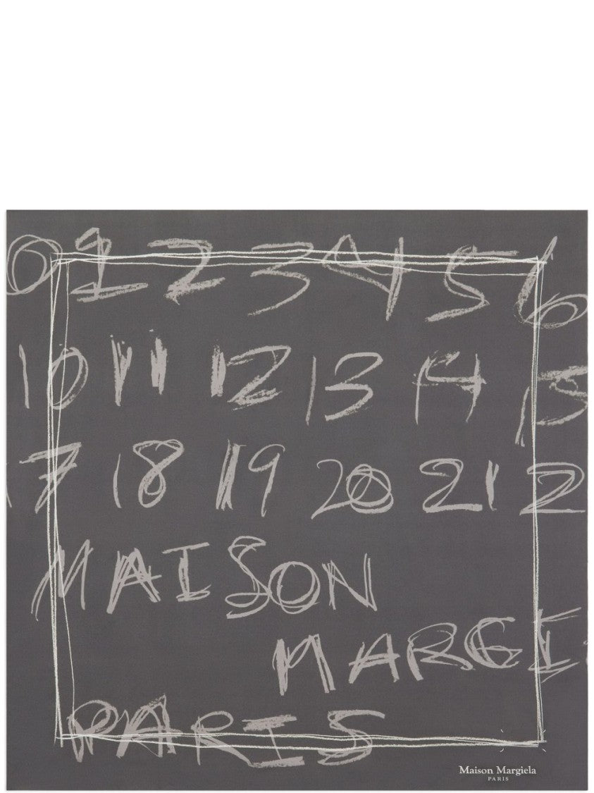 Maison Margiela Artistic Dark Grey Silk Scarf