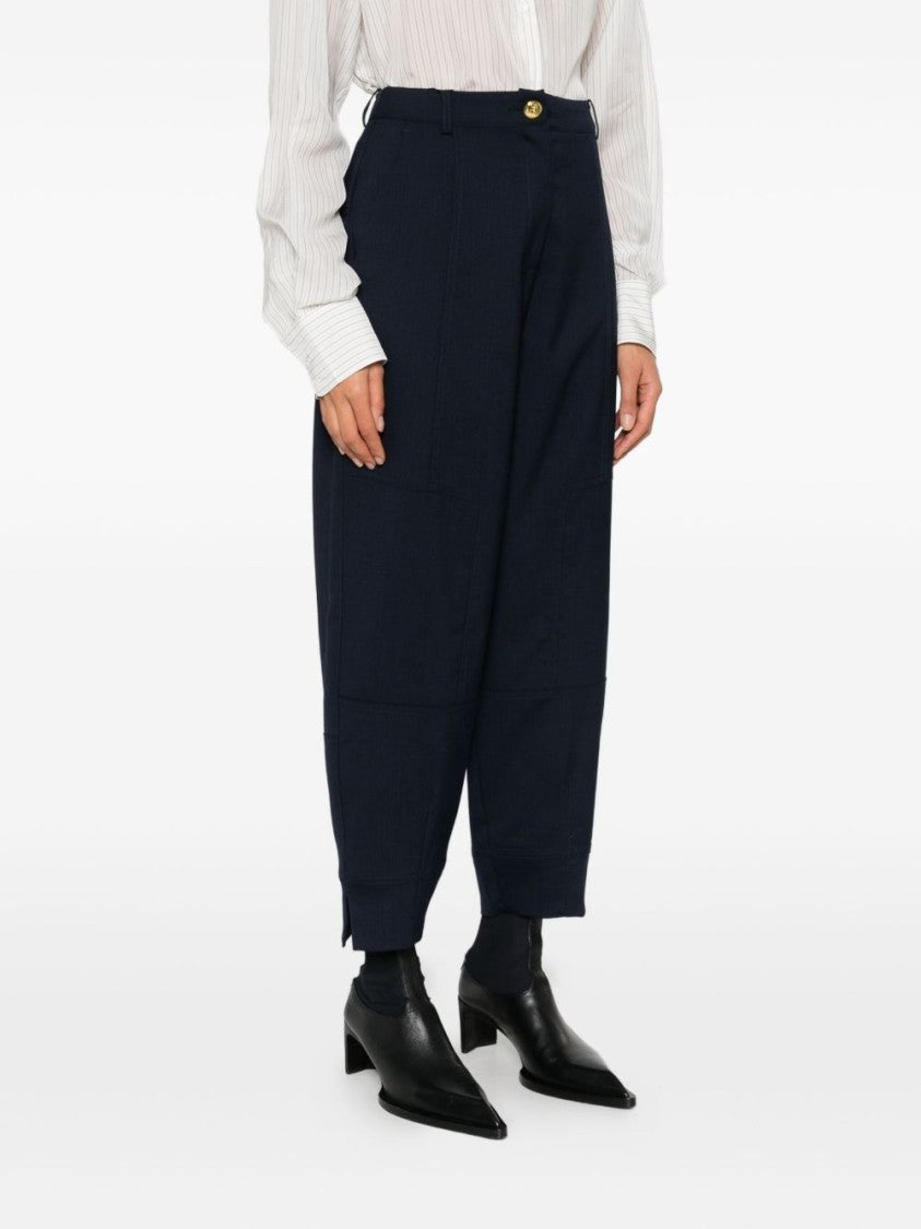 Pinko Balloon-Fit Blue Trousers With Panel Design