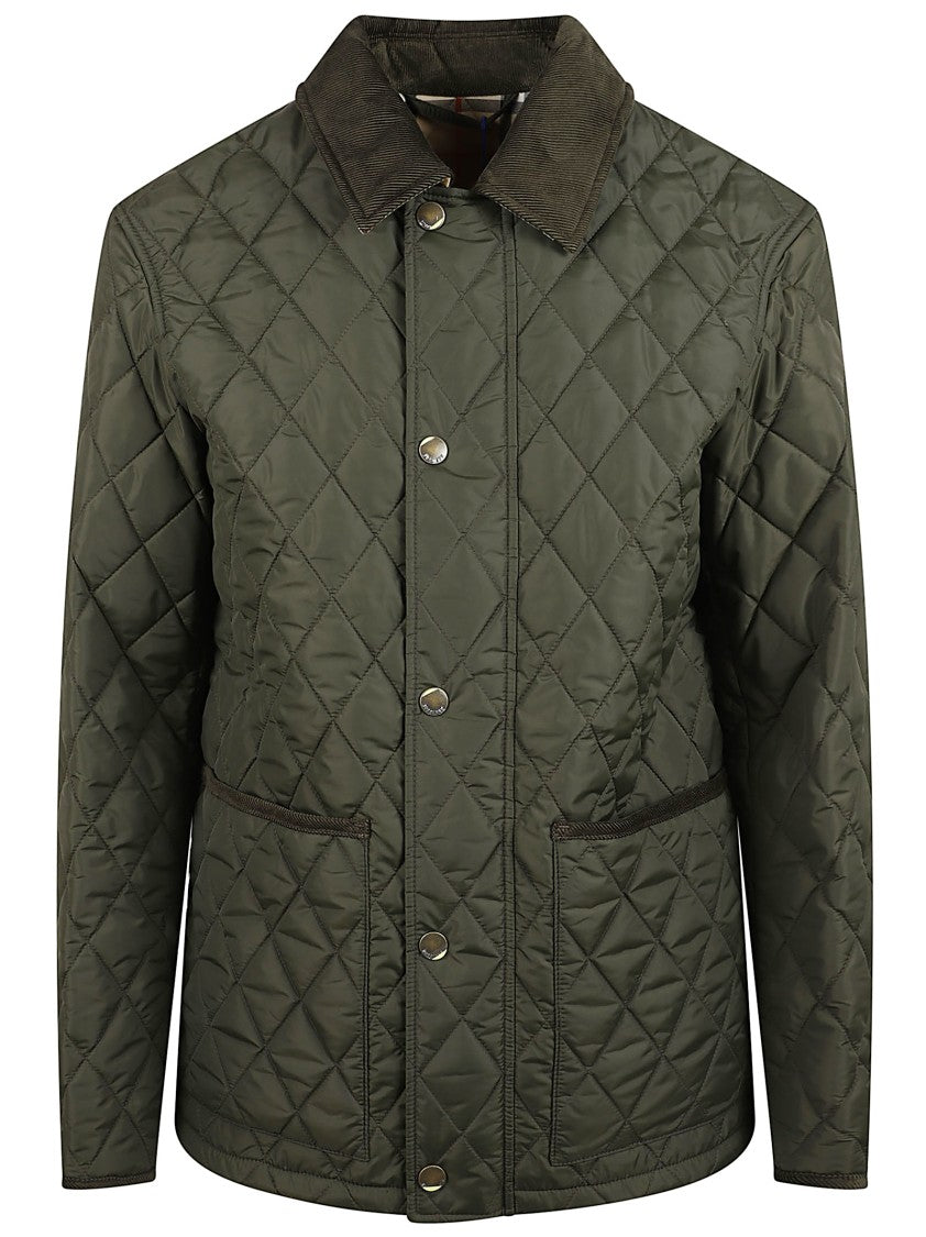 Burberry Dark Green Diamond Quilting Corduroy Jacket