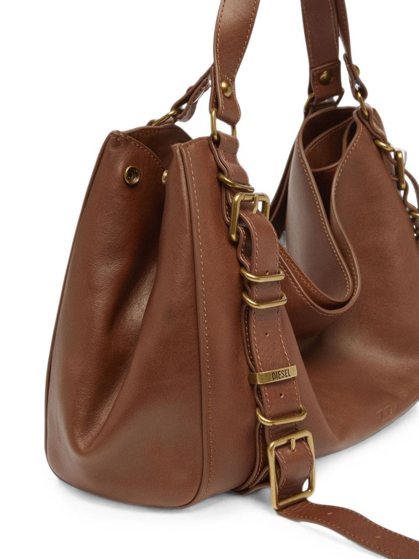 Diesel Brown Soft Slouchy Adjustable-Strap Shoulder Bag