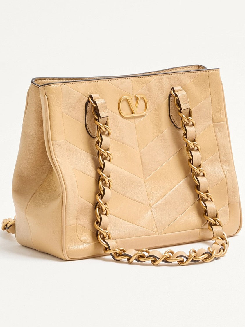 Valentino Black Laseine Chevron Quilted Nappa Tote