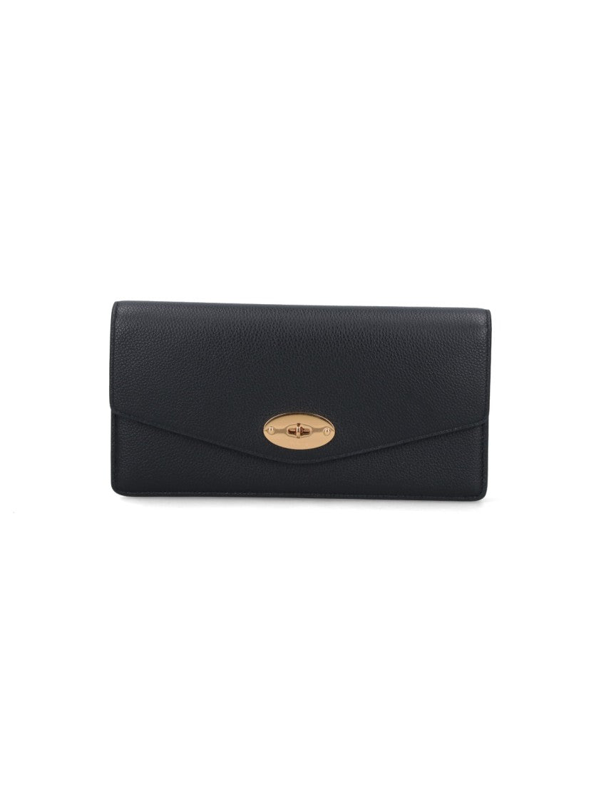 Mulberry "Darley" Chain Clutch In Black Calfskin