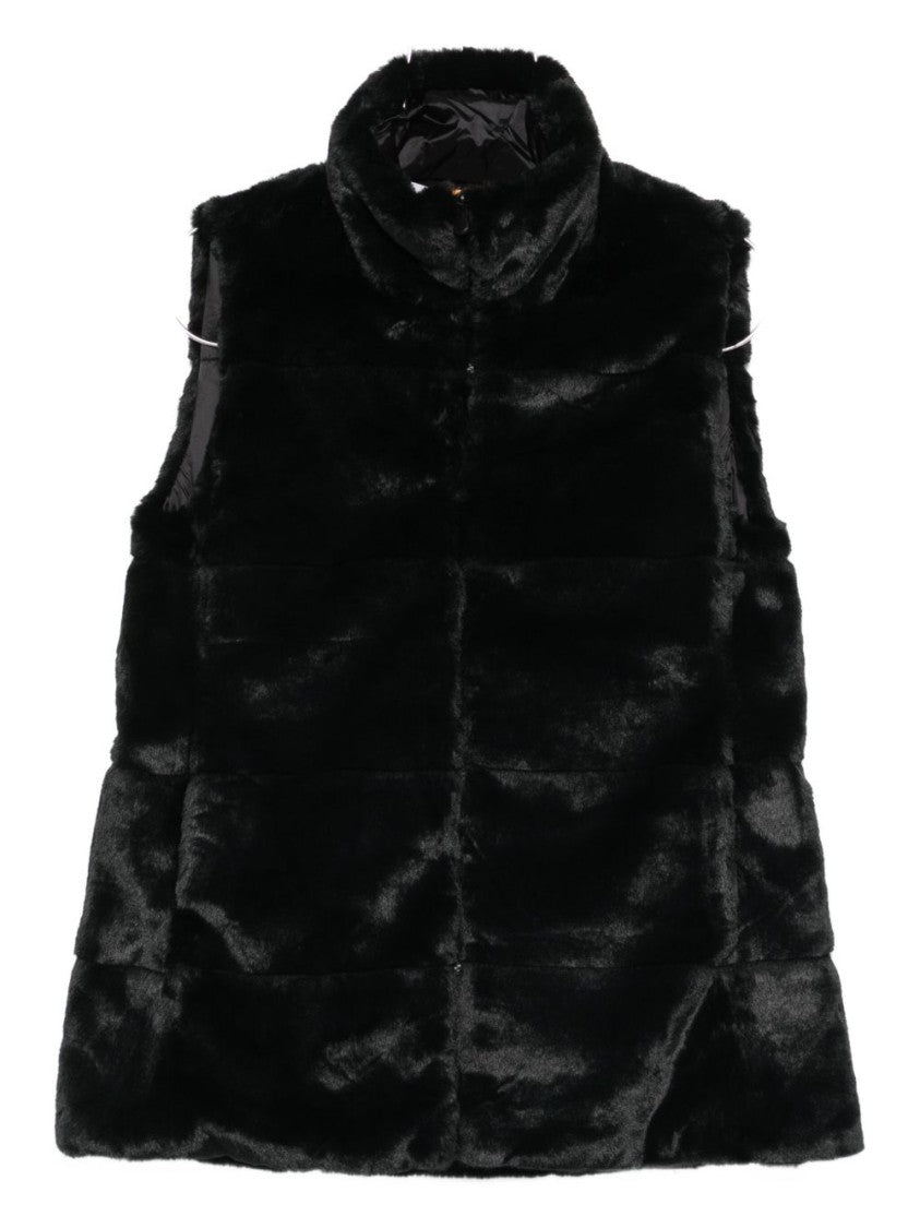 Save The Duck Sleeveless Faux Fur Jacket With High Collar