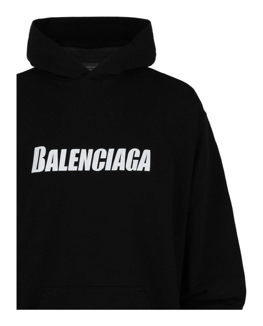 Balenciaga Distressed Oversized Hoodie With Bold Front Logo