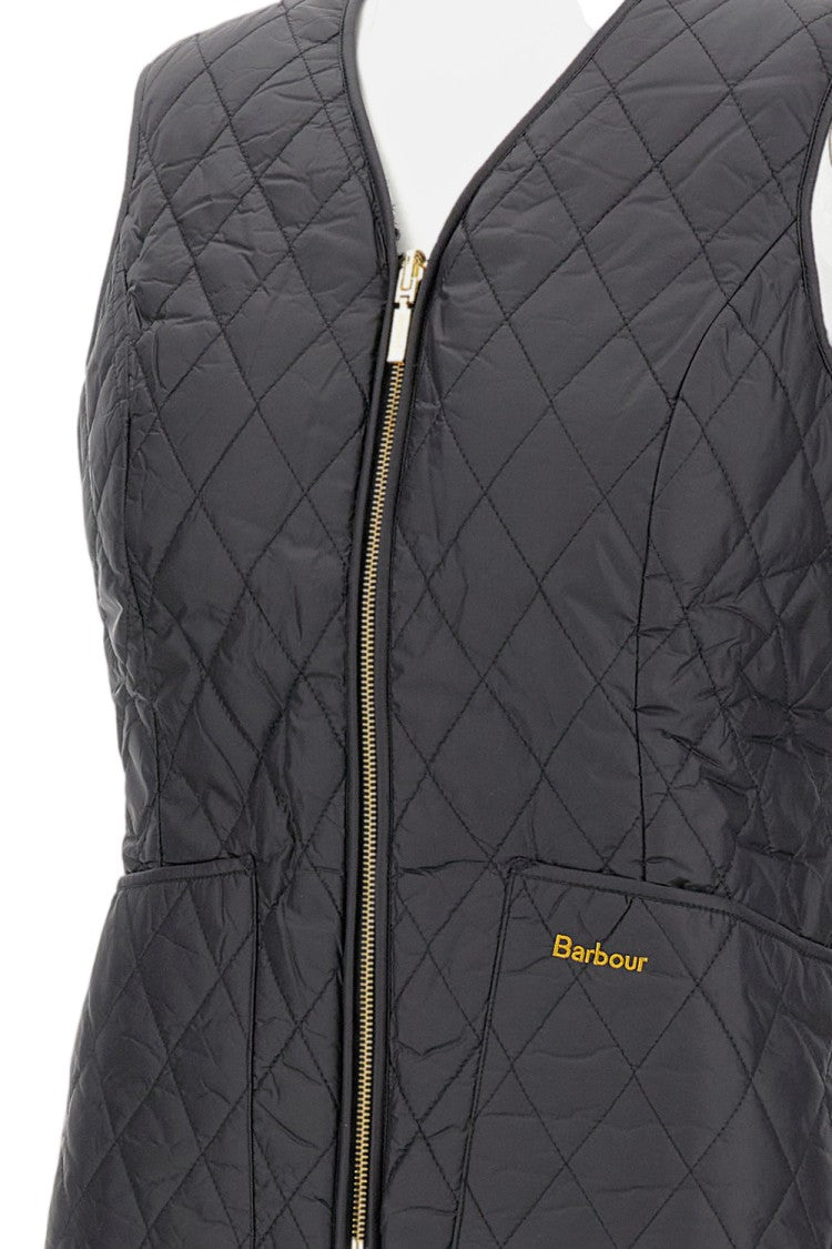 Barbour Quilted Nylon Vest With Metal Zip Closure