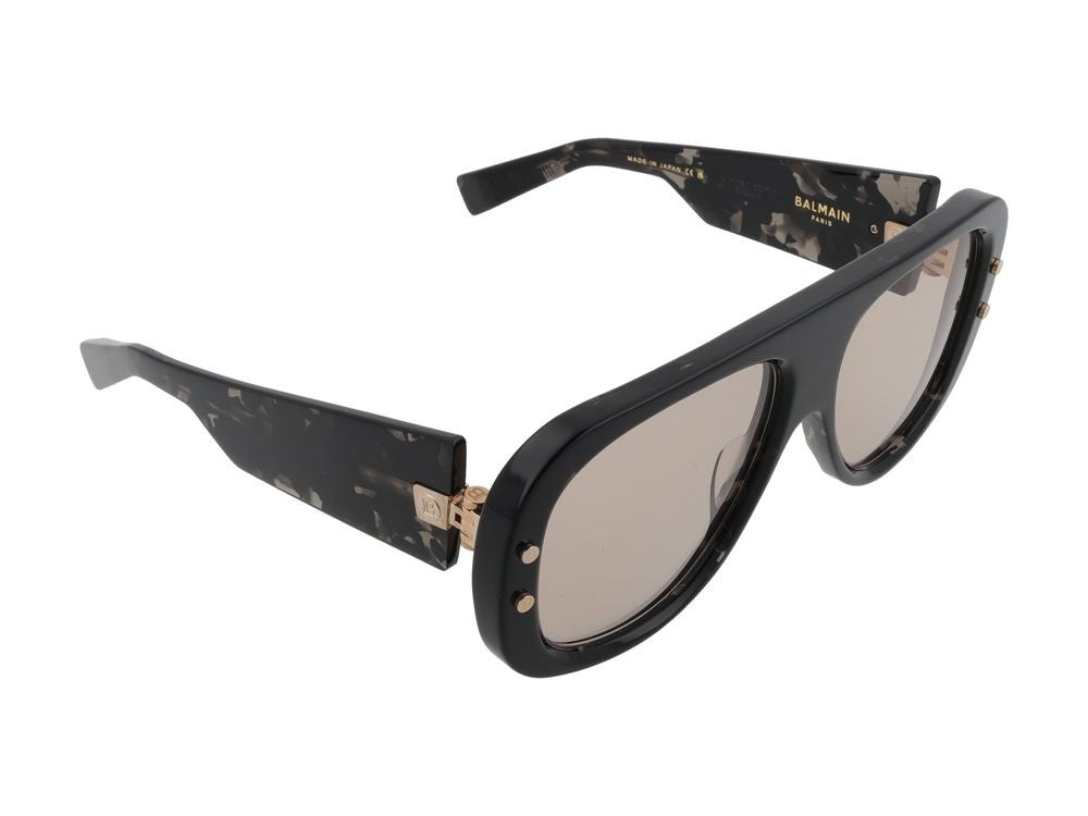 Balmain Tortoiseshell Pulse Acetate Square Sunglasses