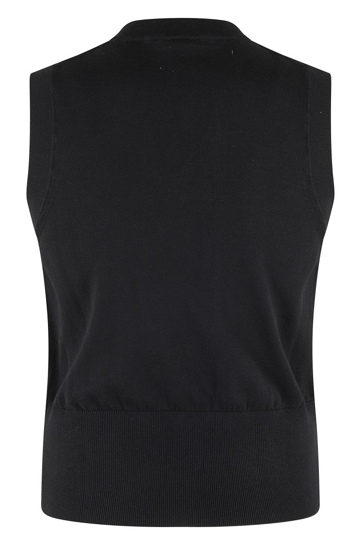 Semi Couture Clizia Fitted Black Cotton Knit Gilet