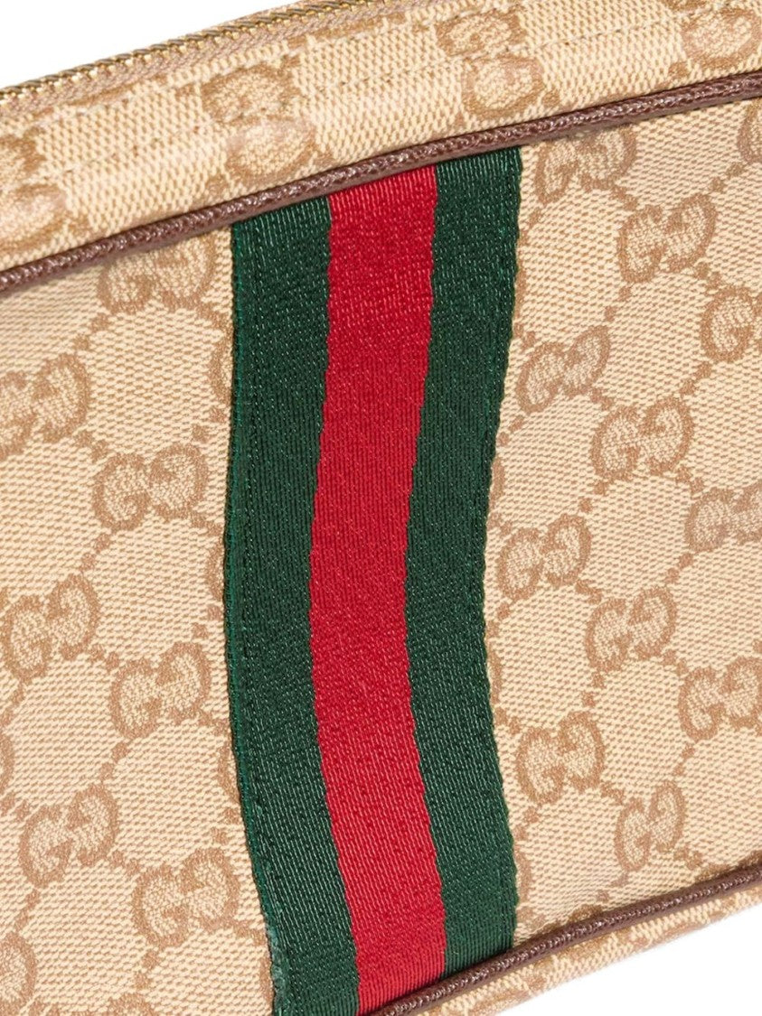 Gucci Monogram Web Stripe Rectangular Crossbody Wallet