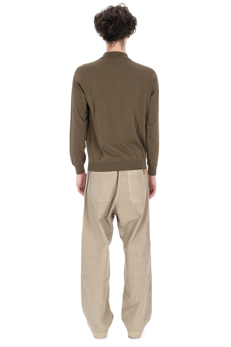 Drumohr Military Green Long-Sleeve Polo Shirt