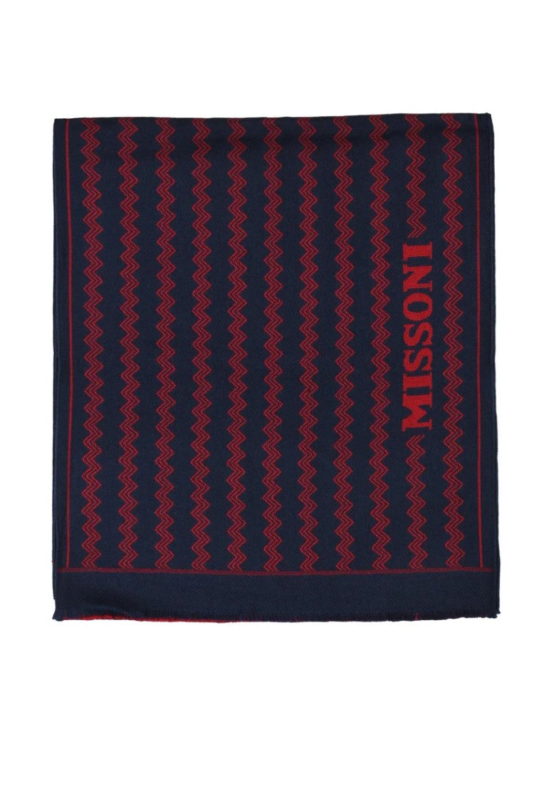 Missoni Blue Red Wool Scarf