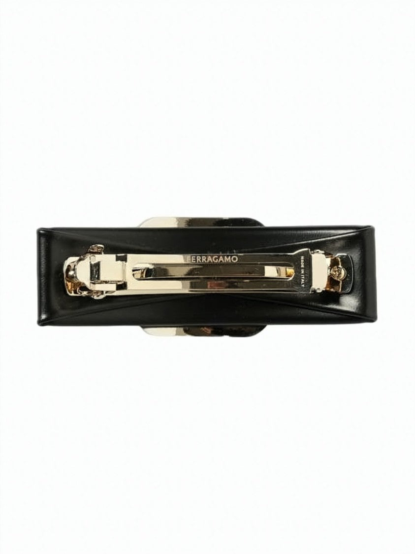 Salvatore Ferragamo Black Lambskin Hair Accessory