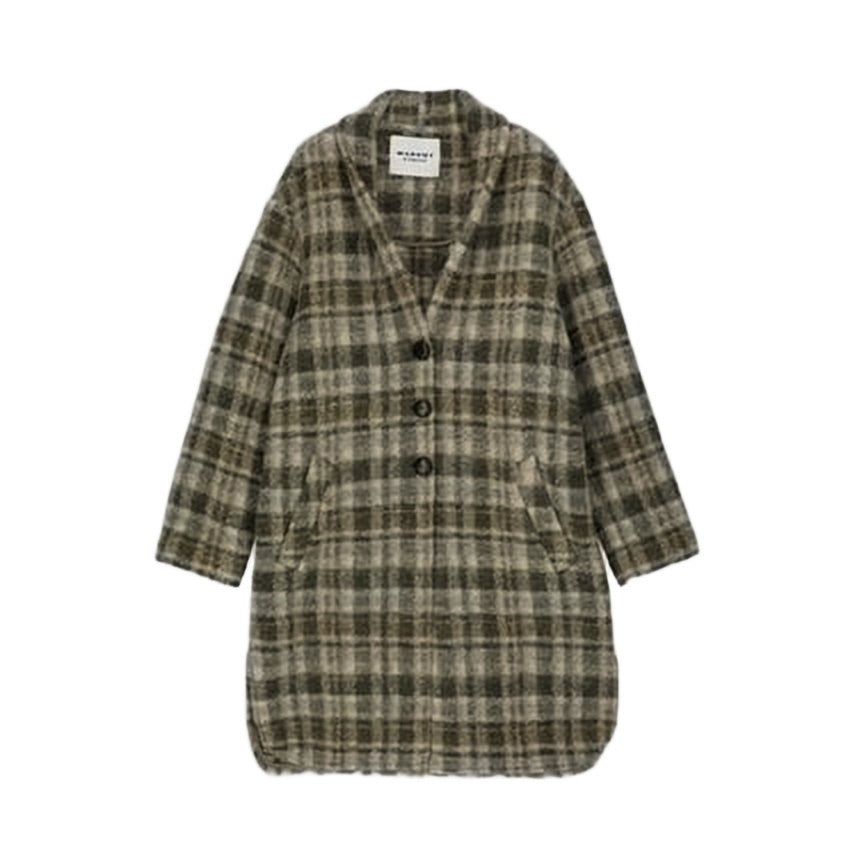 Isabel Marant Relaxed-Fit Plaid Coat With V-Neckline