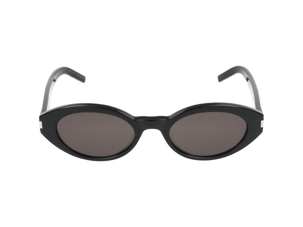 Saint Laurent Black Bold Rounded Acetate Sunglasses