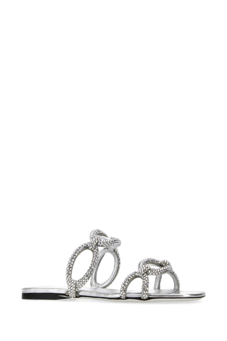 Valentino Garavani Silver Rhinestones Valentino Garavani Chain 1967 Slippers