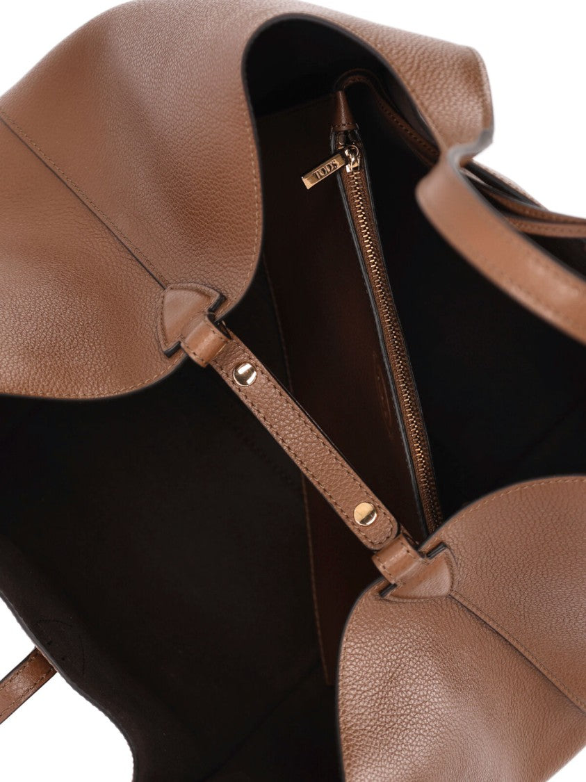 Tod's Brown T Timeless Leather Tote Bag