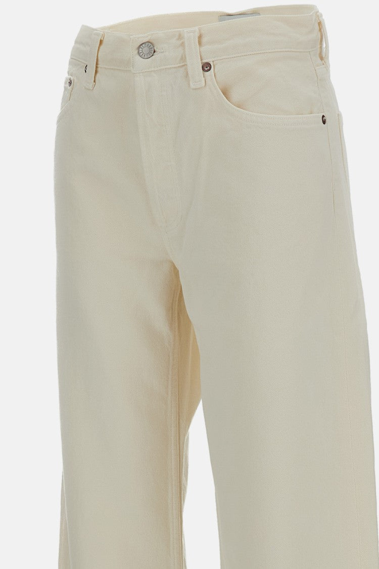 Agolde Cream White Arc Regenerative Cotton Wide-Leg Jeans
