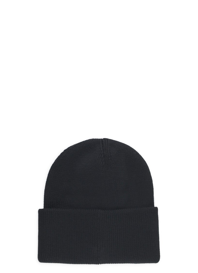 Canada Goose Ribbed Wool Beanie With Contrasting Logo Patch