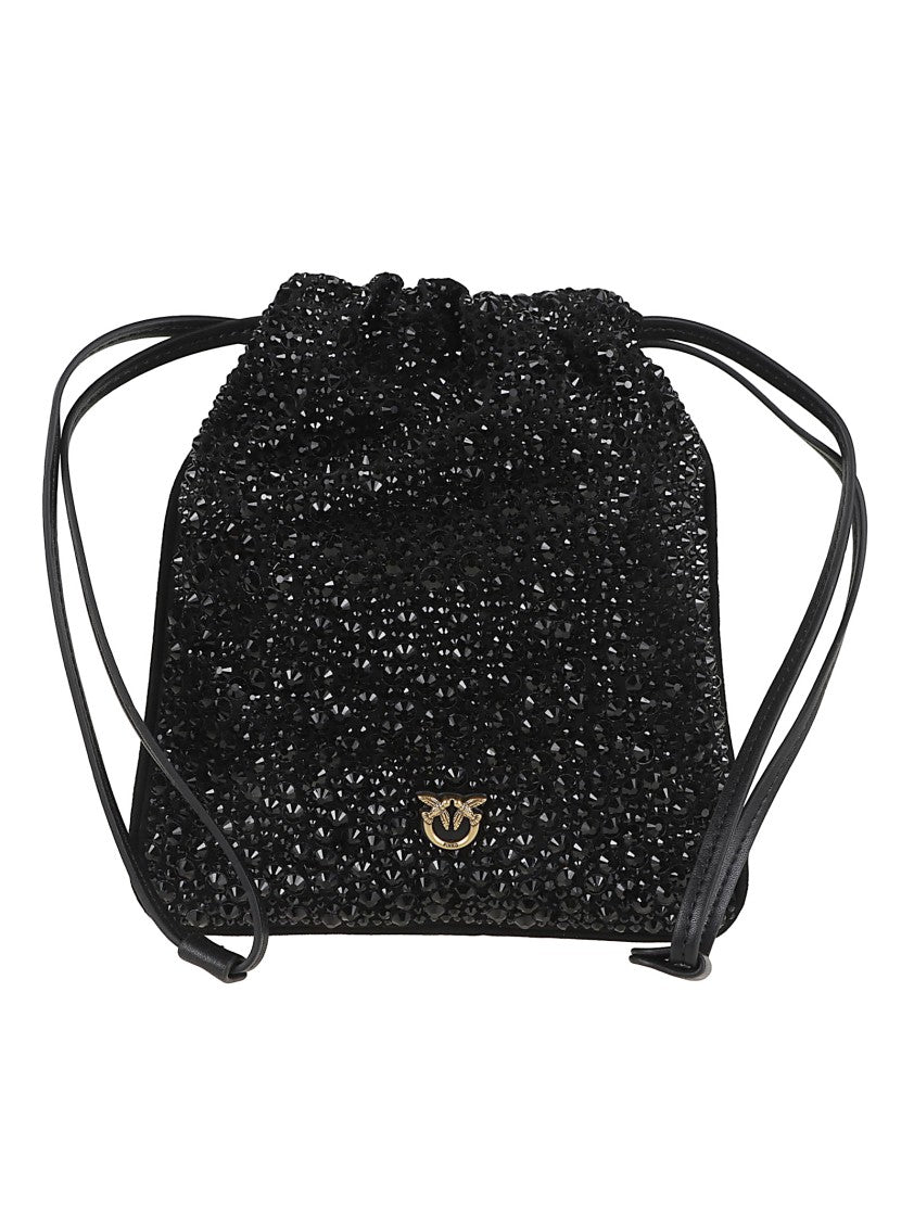 Pinko Slouchy Bucket Bag With Rhinestone Embellishments