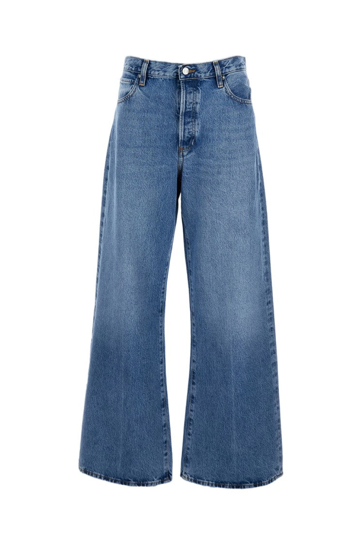 Frame Light Blue Wide Leg Denim Jeans With Classic Five-Pocket Design
