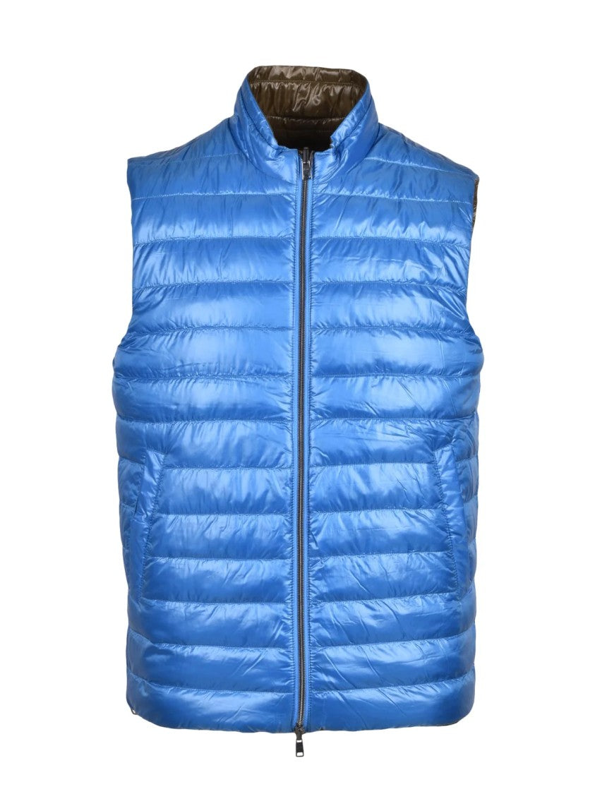 Herno Green/Lightblue Polyamide Down Centogrammi Reversible Vest