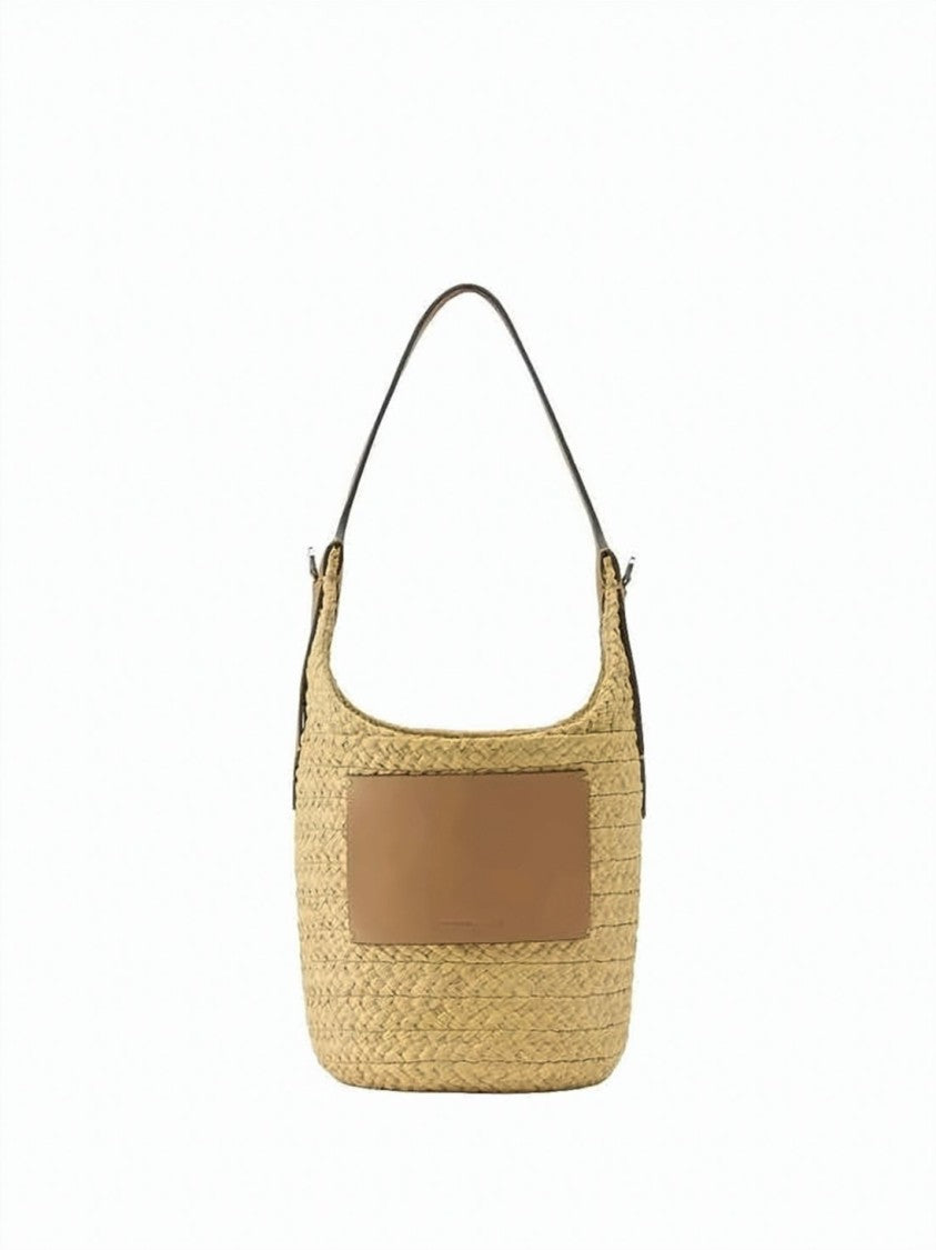 Helen Kaminski Woven Raffia Crossbody Bag With Leather Patch
