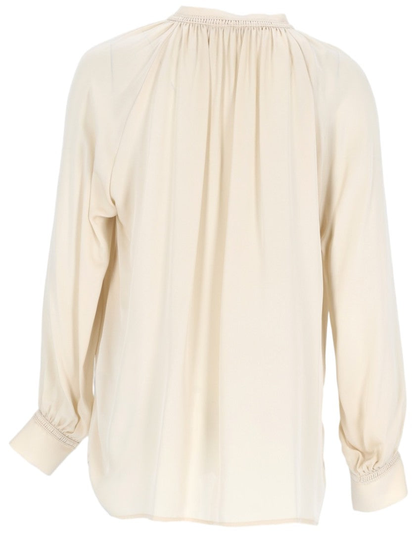 Vince Flowing Blouse With Gathered Sleeve Cuffs