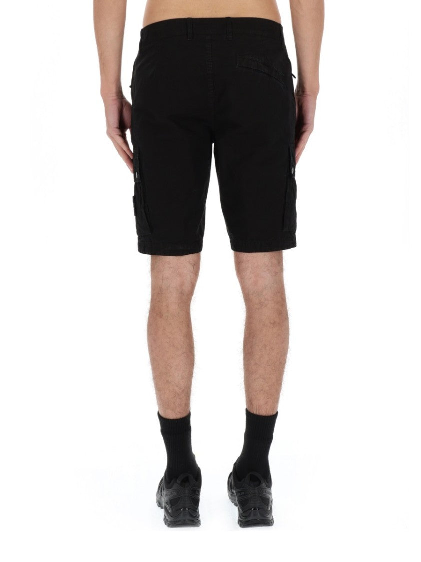 Stone Island Cargo Straight Logo Cotton Shorts