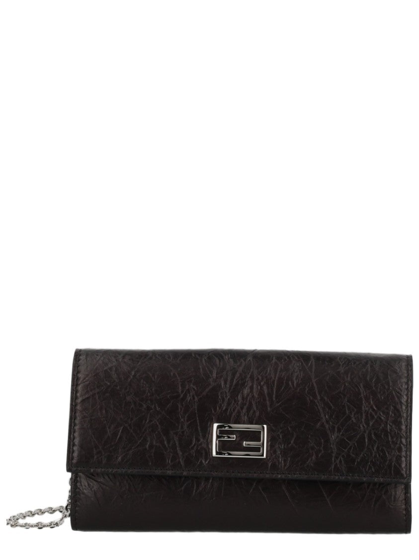 Fendi Black Calfskin Chain Shoulder Bag