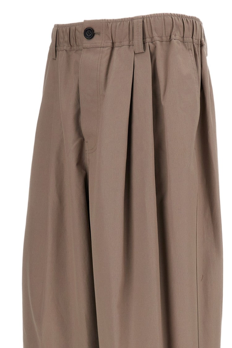 Marni Beige Double Pleat Cotton Canvas Trousers