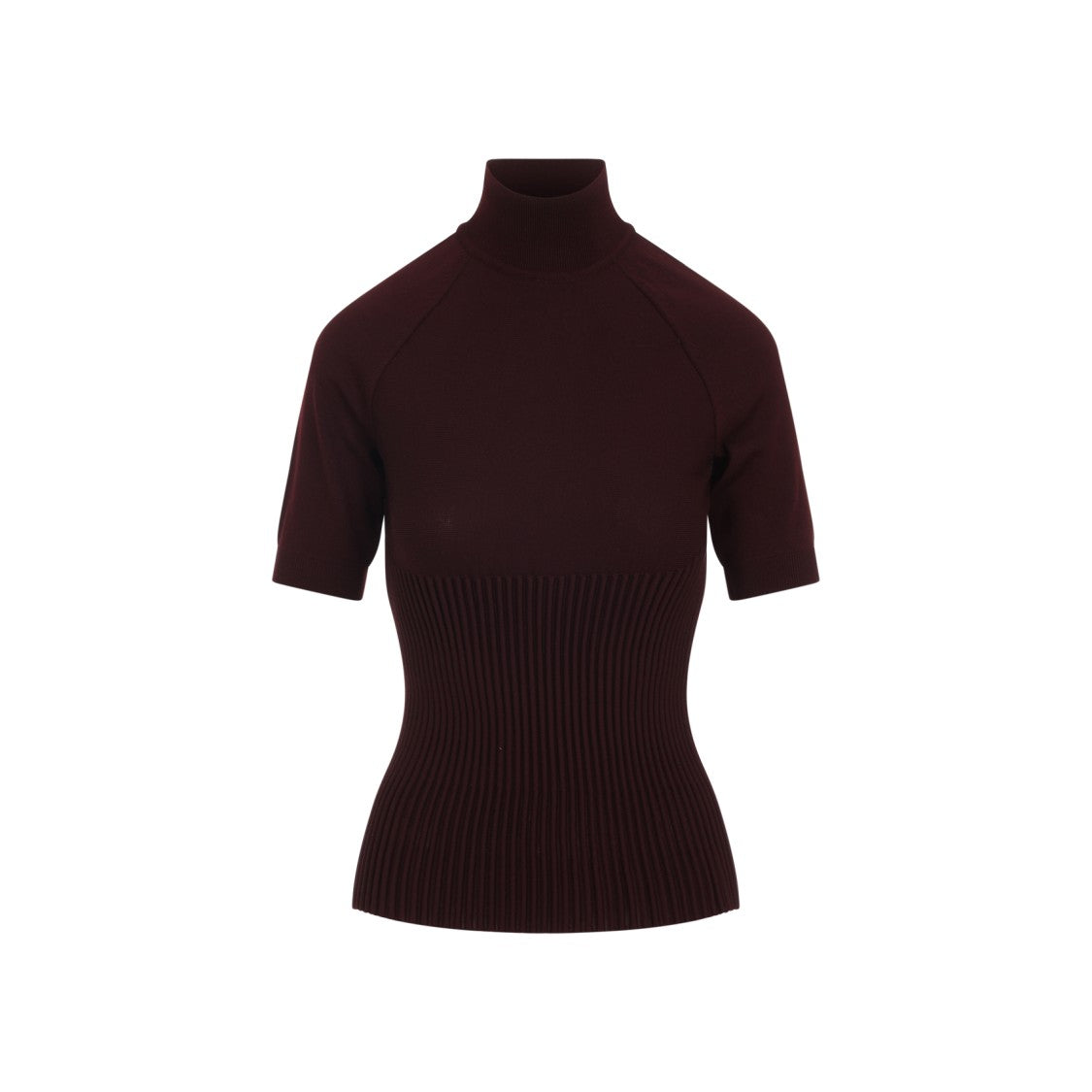 Alaïa Fitted Red Wool Top With High Mock Neck