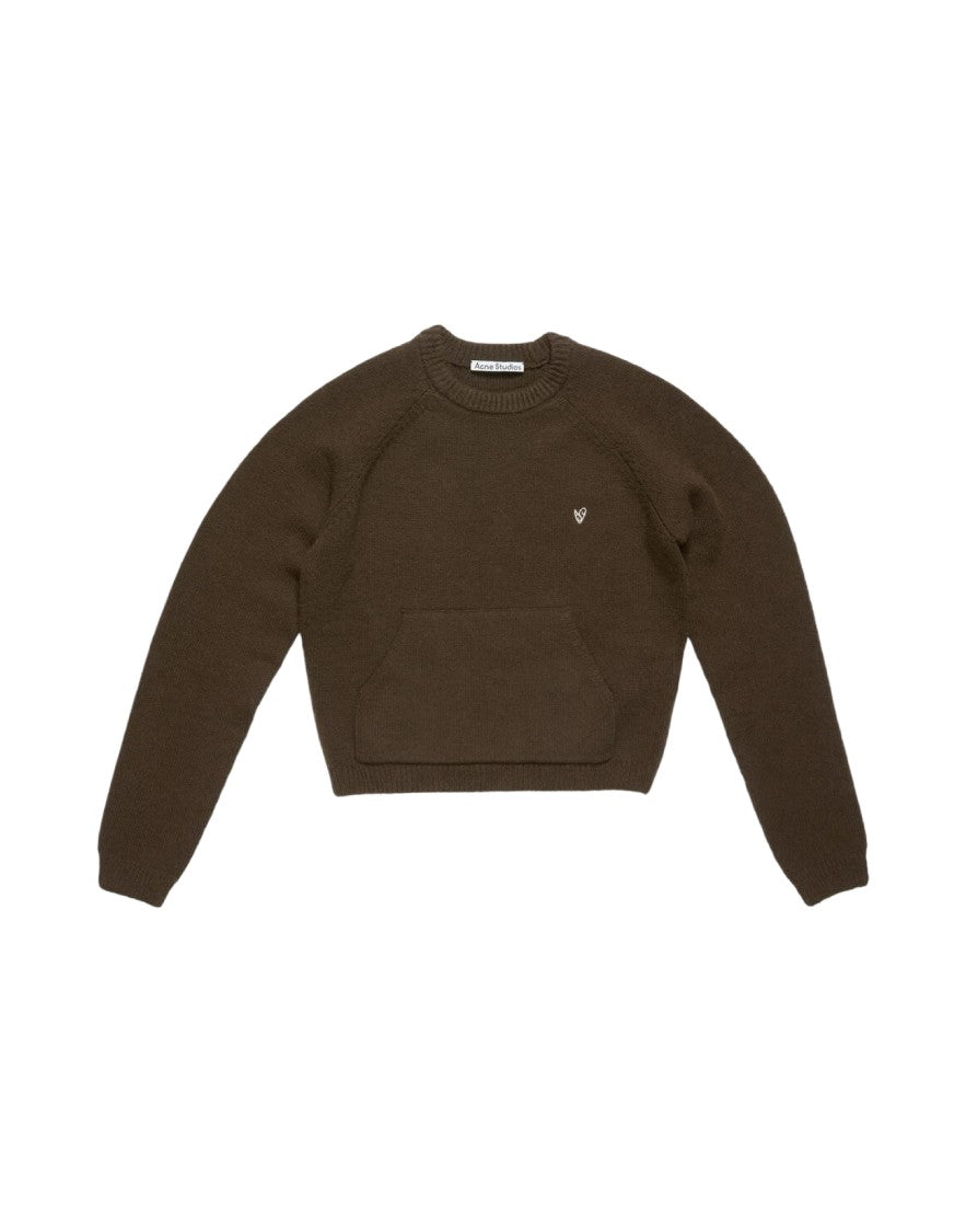 Acne Studios Brown Long-Sleeved Sweater With Classic Crew Neckline