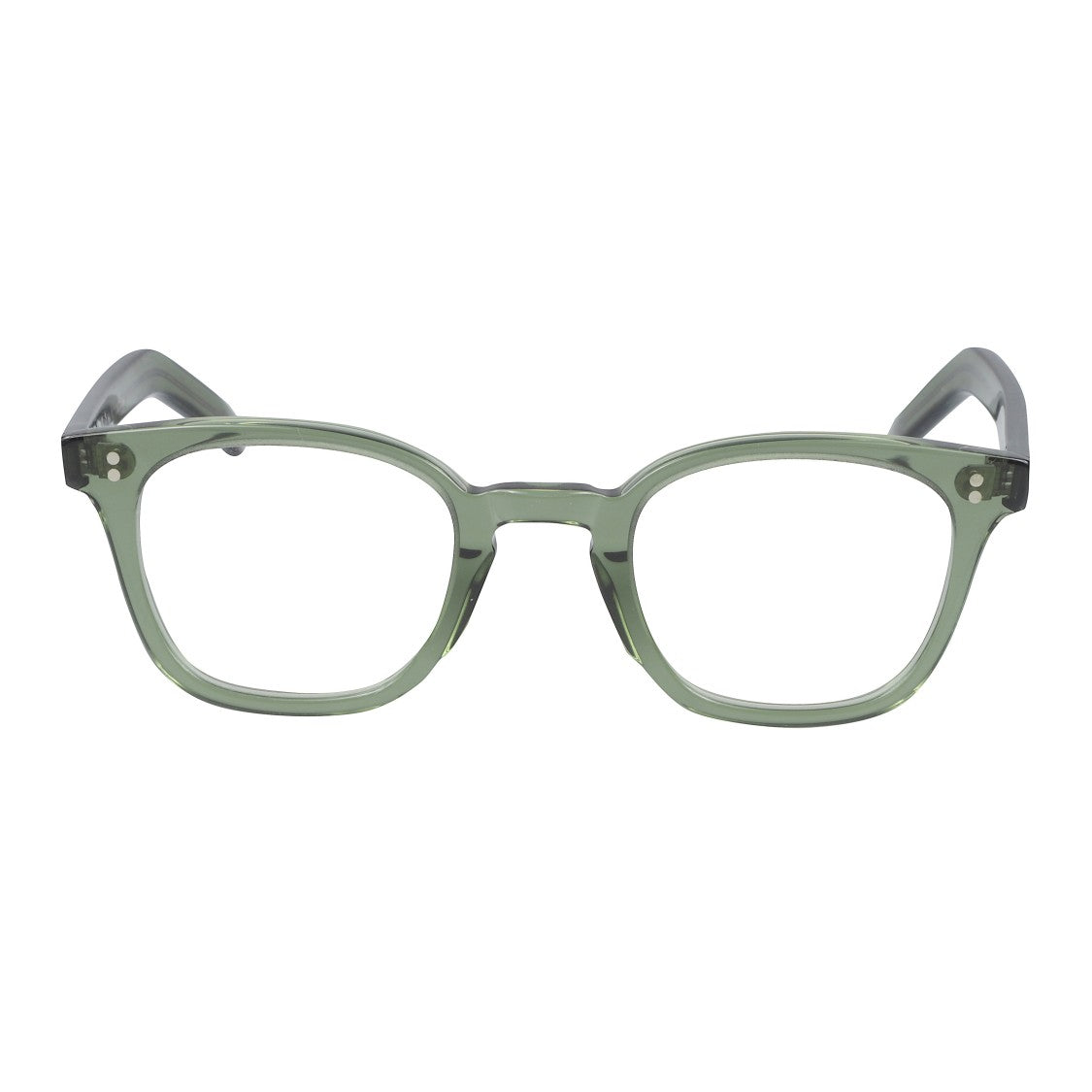 Kador Klassiko Translucent Green Square Frame Eyeglasses With Metallic Rivets