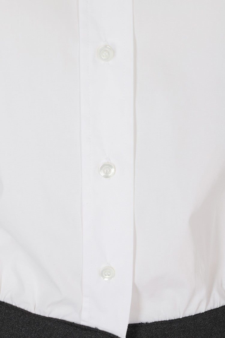 Semi Couture White Cropped Stretch Cotton Blouse