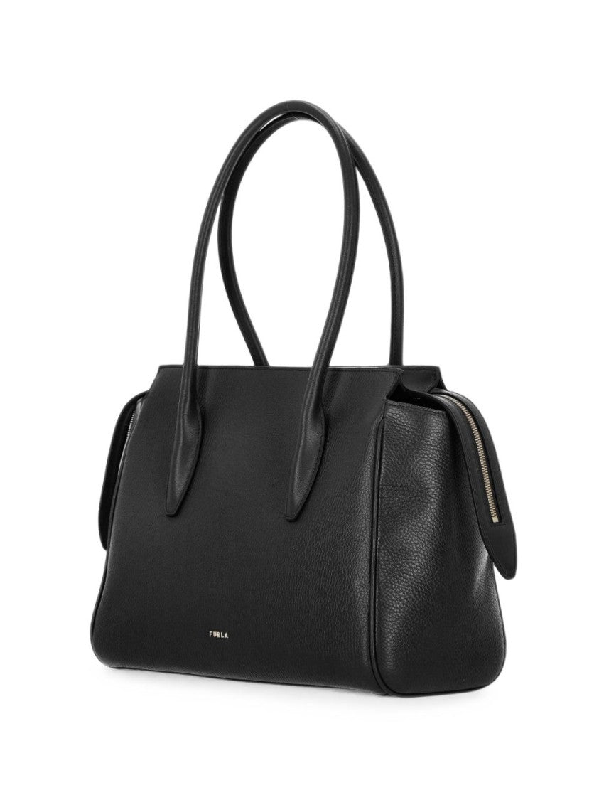 Furla Structured Smooth Leather Handbag With Rounded Handles