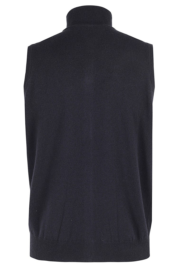 Filippo De Laurentis Black Gilet With High Collar